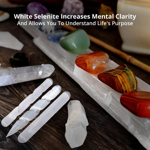 Selenite Wand & Spiral Wand - 3 Pcs | HIMALAYAN GLOW